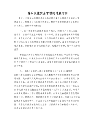 游乐设施安全管理的发展方向