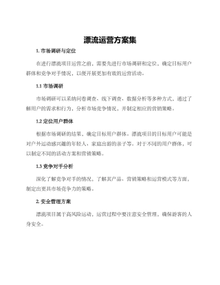 漂流运营方案集