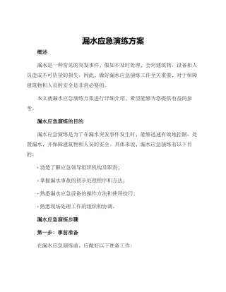 漏水应急演练方案