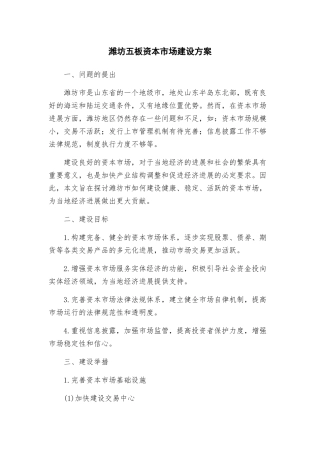 潍坊五板资本市场建设方案