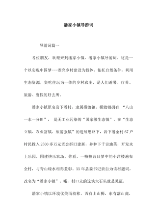 潘家小镇导游词