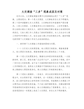 火灾调查“三多”现象成因及对策