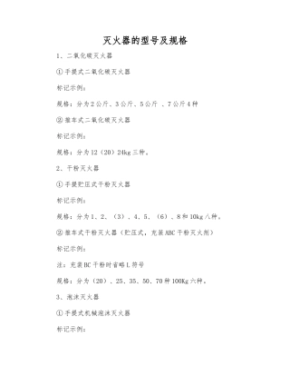 灭火器的型号及规格