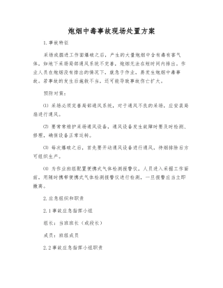 炮烟中毒事故现场处置方案