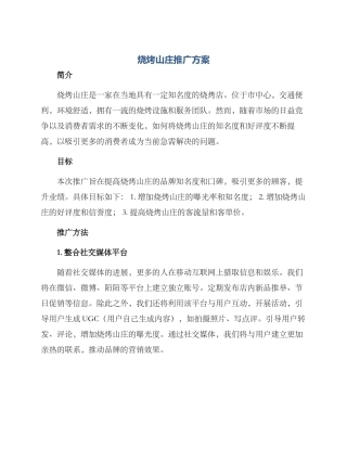 烧烤山庄推广方案