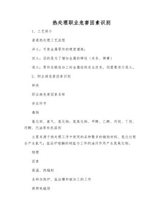 热处理职业危害因素识别