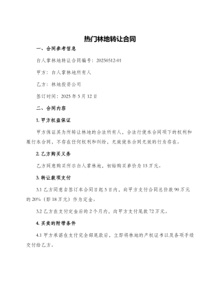 热门林地转让合同