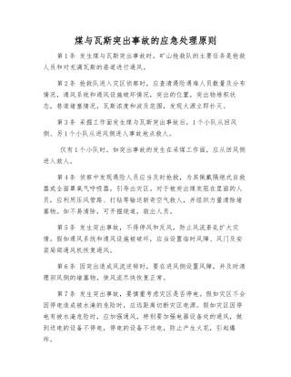 煤与瓦斯突出事故的应急处理原则