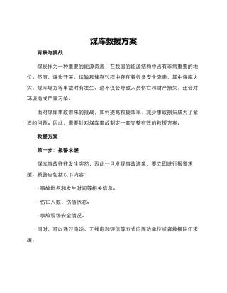 煤库救援方案