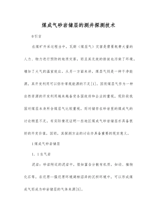 煤成气砂岩储层的测井探测技术