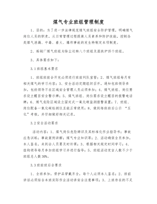 煤气专业班组管理制度