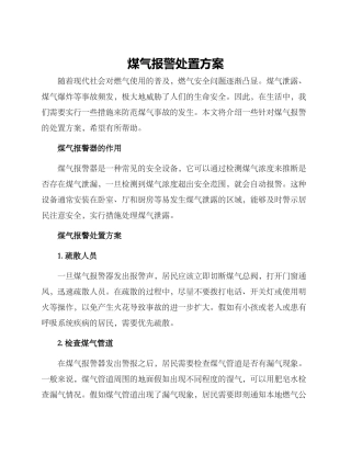 煤气报警处置方案