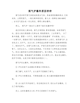 煤气炉爆炸原因种种