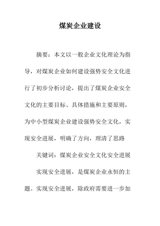 煤炭企业建设