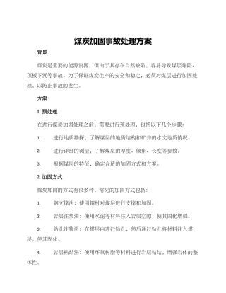 煤炭加固事故处理方案