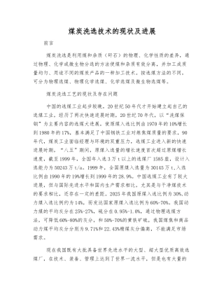 煤炭洗选技术的现状及发展