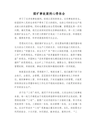 煤矿事故案例心得体会