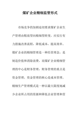 煤矿企业精细监管形式