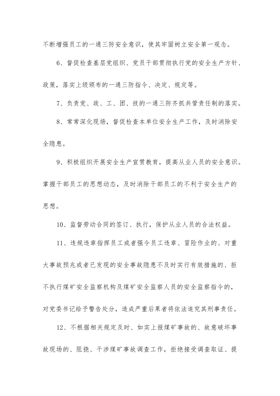 煤矿党委书记安全生产责任制_第2页