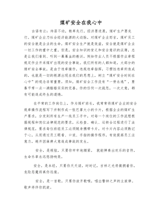 煤矿安全在我心中