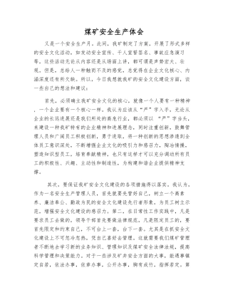煤矿安全生产体会