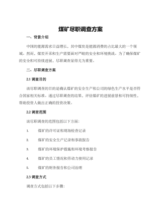 煤矿尽职调查方案