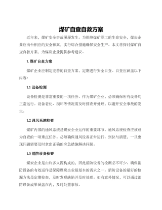 煤矿自查自救方案