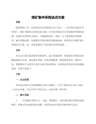 煤矿集中采购试点方案