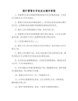 煤矿雷管打号机安全操作规程