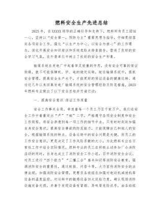 燃料安全生产先进总结
