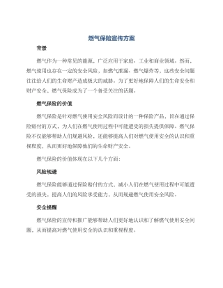 燃气保险宣传方案