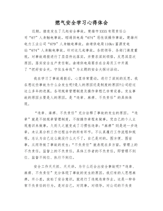 燃气安全学习心得体会