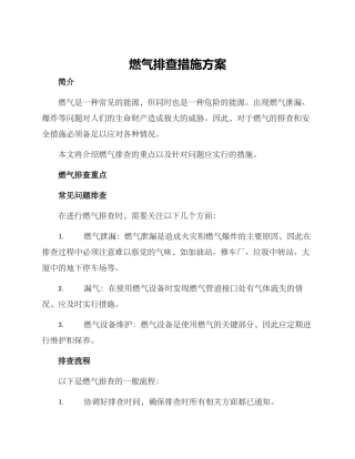 燃气排查措施方案