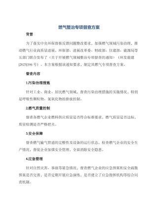 燃气整治专项督查方案