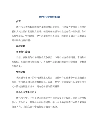燃气行业整合方案