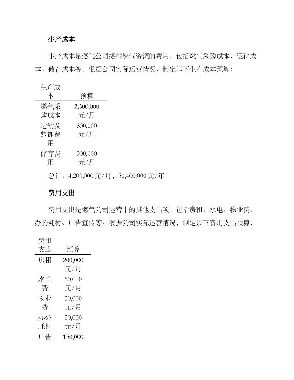 燃气运营预算方案_第2页