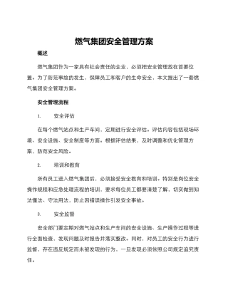 燃气集团安全管理方案