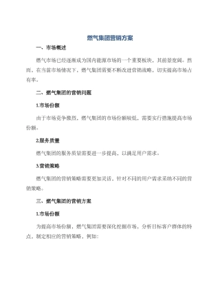 燃气集团营销方案