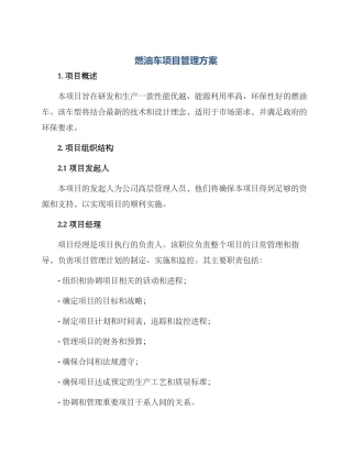 燃油车项目管理方案