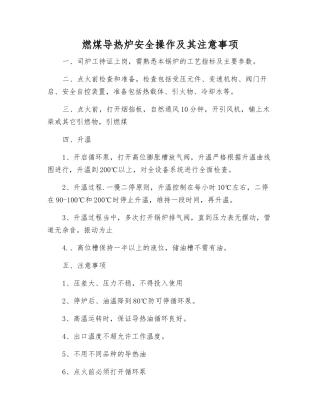 燃煤导热炉安全操作及注意事项
