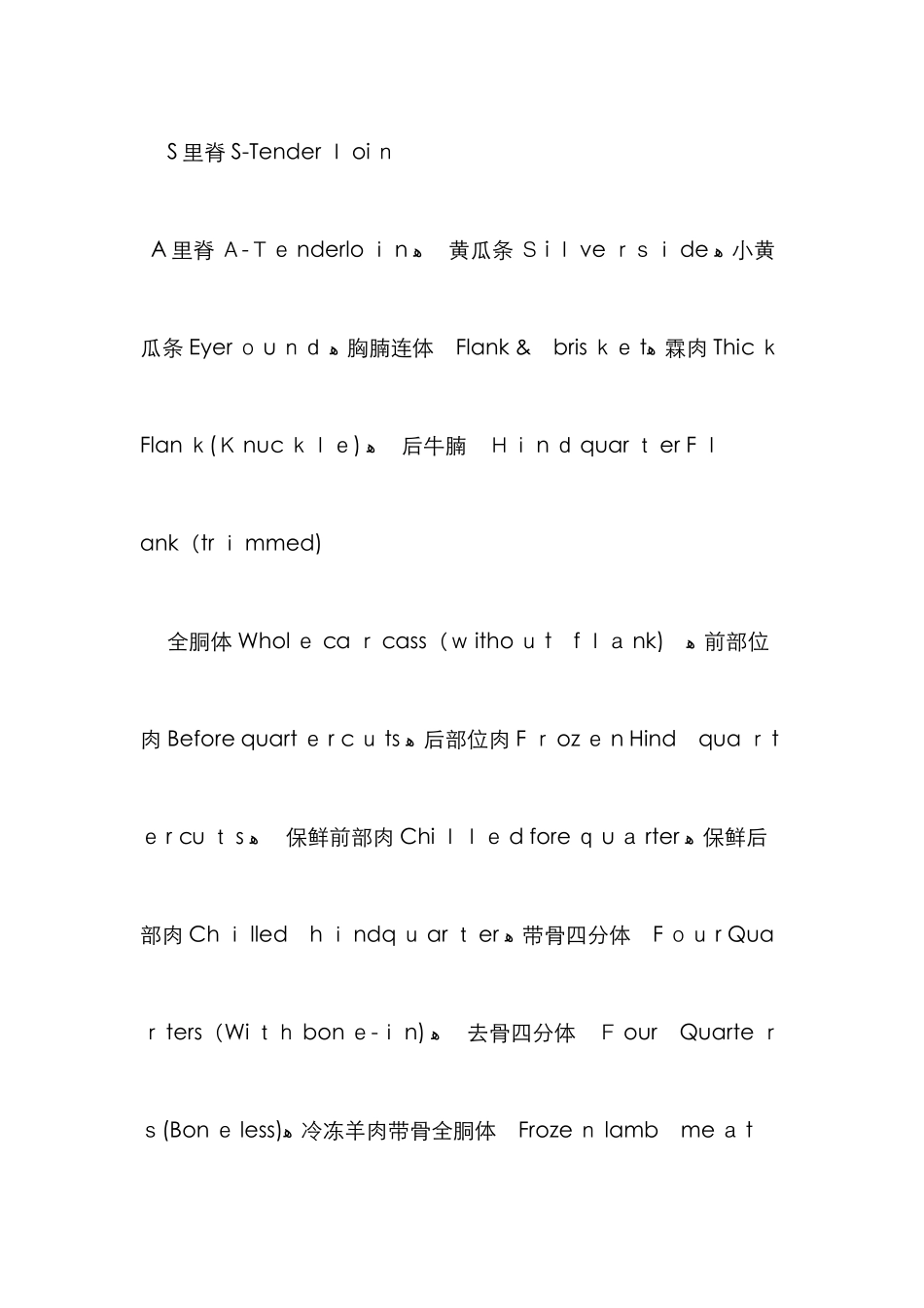 牛各部位肉的英文名称_第2页