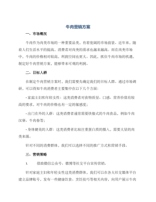 牛肉营销方案