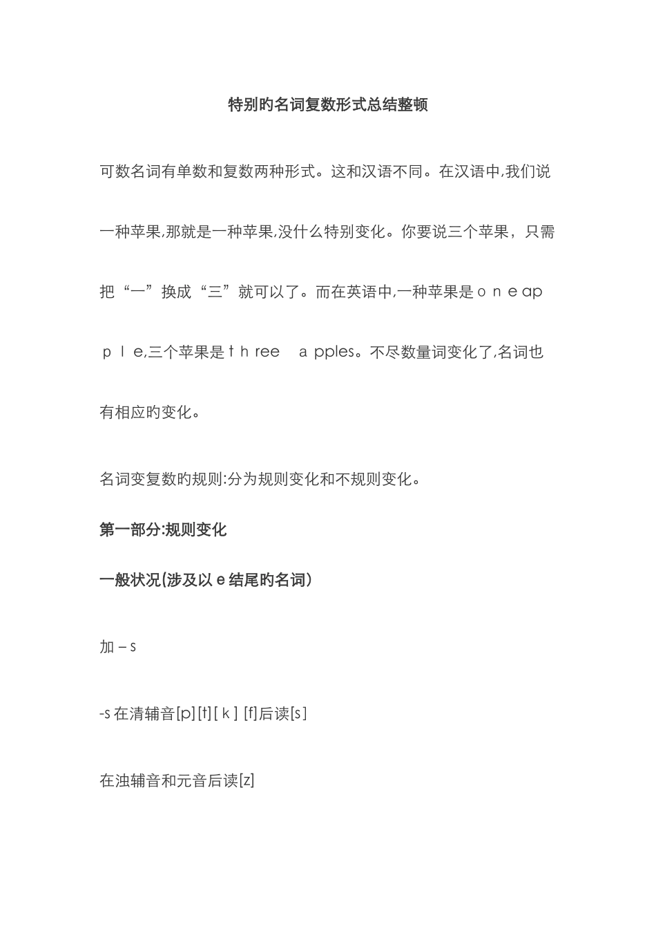 特殊的名词复数形式总结整理_第1页