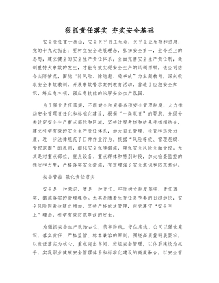 狠抓责任落实-夯实安全基础