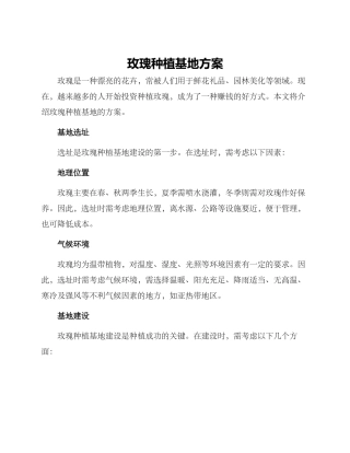 玫瑰种植基地方案