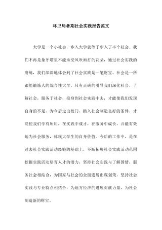 环卫局暑期社会实践报告范文