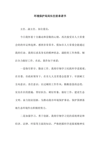 环境保护局局长任前承诺书
