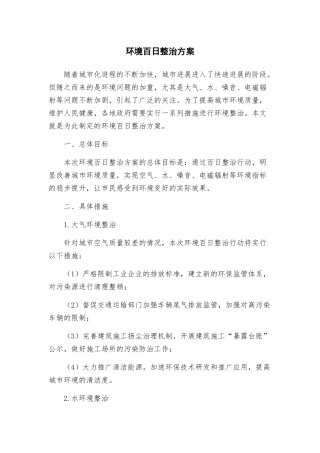 环境百日整治方案