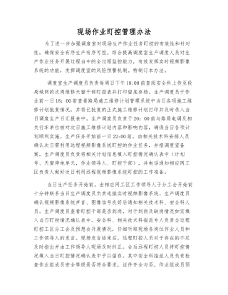现场作业盯控管理办法