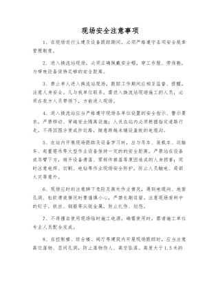现场安全注意事项